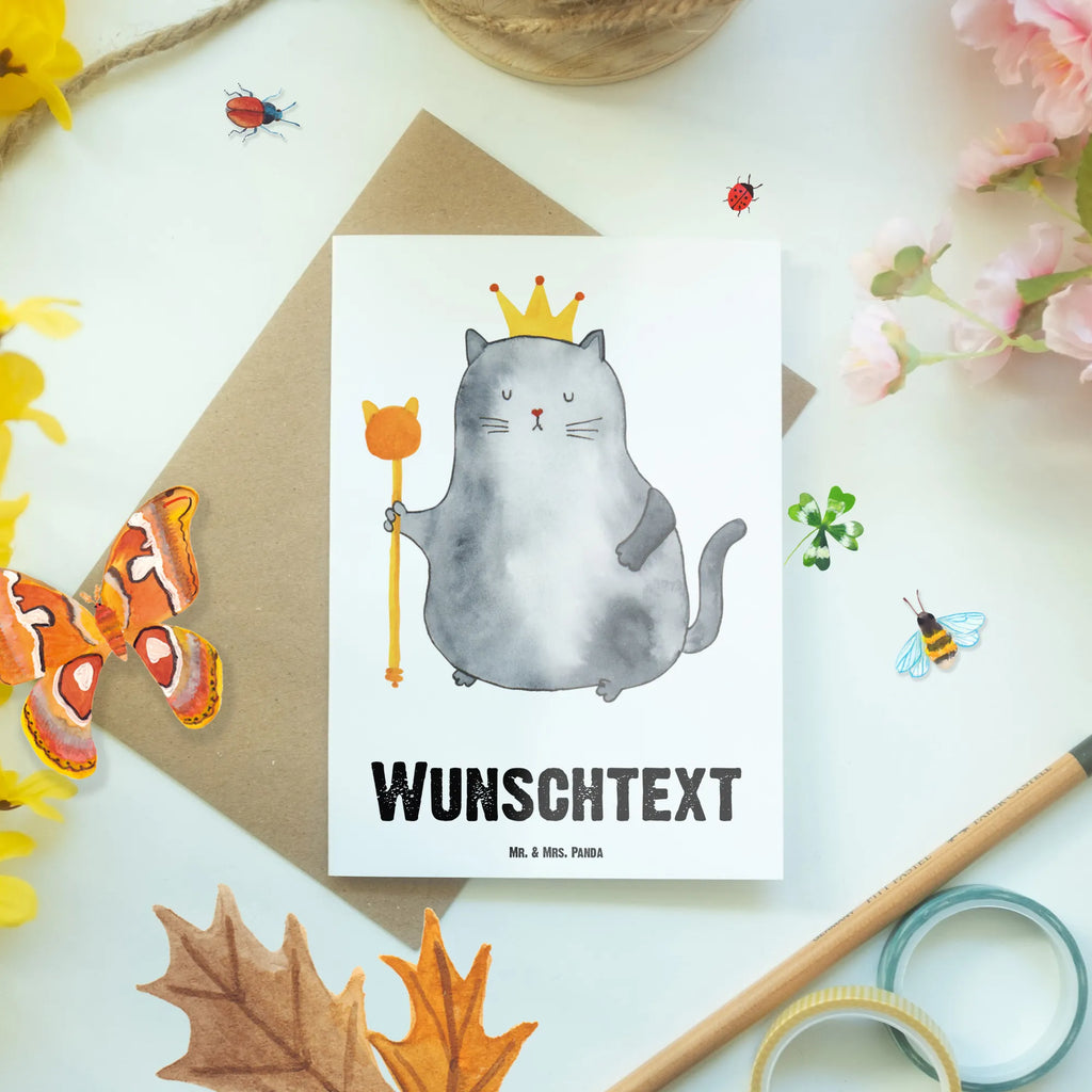 Personalised greetings card Cat king cat, tomcat, kitty, meow, kitten, housecat, mama cat, love cats, cat image, cat fan, cat lover, cat fancier, cat decoration, gift for cat lover, cat owner, funny cats, cat sayings, cat motto, funny cat gifts, fan merchandise, cat stuff, animal lover, queen, apartment, tenement, cats, moving in, pussy, first own apartment, family, king, move, pet