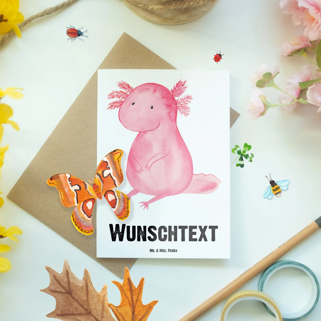 Personalisierte Grußkarte Axolotl Personalisierte Glückwunschkarte, Grußkarte selbst gestalten, Personalisierte Karte, Personalisierte Einladungskarte, Grußkarte als Geldgeschenk, Grußkarte mit Namen, Personalisierte Grußkarte, Grußkarten personalisiert, Personalisiertere Klappkarte, Personalisierte Geburtstagskarte, Grußkarte mit persönlichen Nachrichten, Grußkarte selber drucken, Personalisierte Hochzeitskarte, Axolotl, Molch, Axolot, vergnügt, Freundin, Liebe, Weisheit, zufrieden, Lebensweisheit, Lebensstil, fröhlich