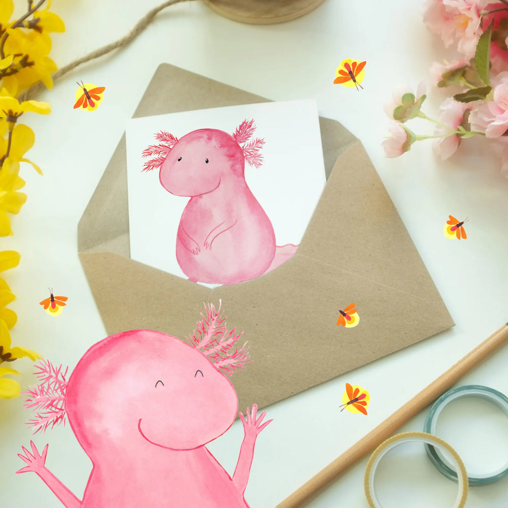 Personalisierte Grußkarte Axolotl Personalisierte Glückwunschkarte, Grußkarte selbst gestalten, Personalisierte Karte, Personalisierte Einladungskarte, Grußkarte als Geldgeschenk, Grußkarte mit Namen, Personalisierte Grußkarte, Grußkarten personalisiert, Personalisiertere Klappkarte, Personalisierte Geburtstagskarte, Grußkarte mit persönlichen Nachrichten, Grußkarte selber drucken, Personalisierte Hochzeitskarte, Axolotl, Molch, Axolot, vergnügt, Freundin, Liebe, Weisheit, zufrieden, Lebensweisheit, Lebensstil, fröhlich