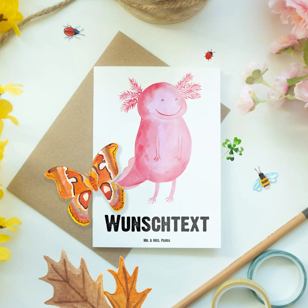 Personalisierte Grußkarte Axolotl Glücklich Grußkarte selbst gestalten, Personalisierte Hochzeitskarte, Personalisierte Einladungskarte, Personalisierte Grußkarte, Personalisiertere Klappkarte, Grußkarte mit persönlichen Nachrichten, Personalisierte Glückwunschkarte, Personalisierte Karte, Personalisierte Geburtstagskarte, Grußkarte selber drucken, Grußkarte mit Namen, Grußkarte als Geldgeschenk, Grußkarten personalisiert, Axolotl, Molch, Lurche, Axolot, Lurch, Schwanzlurch, Motivation, gute Laune