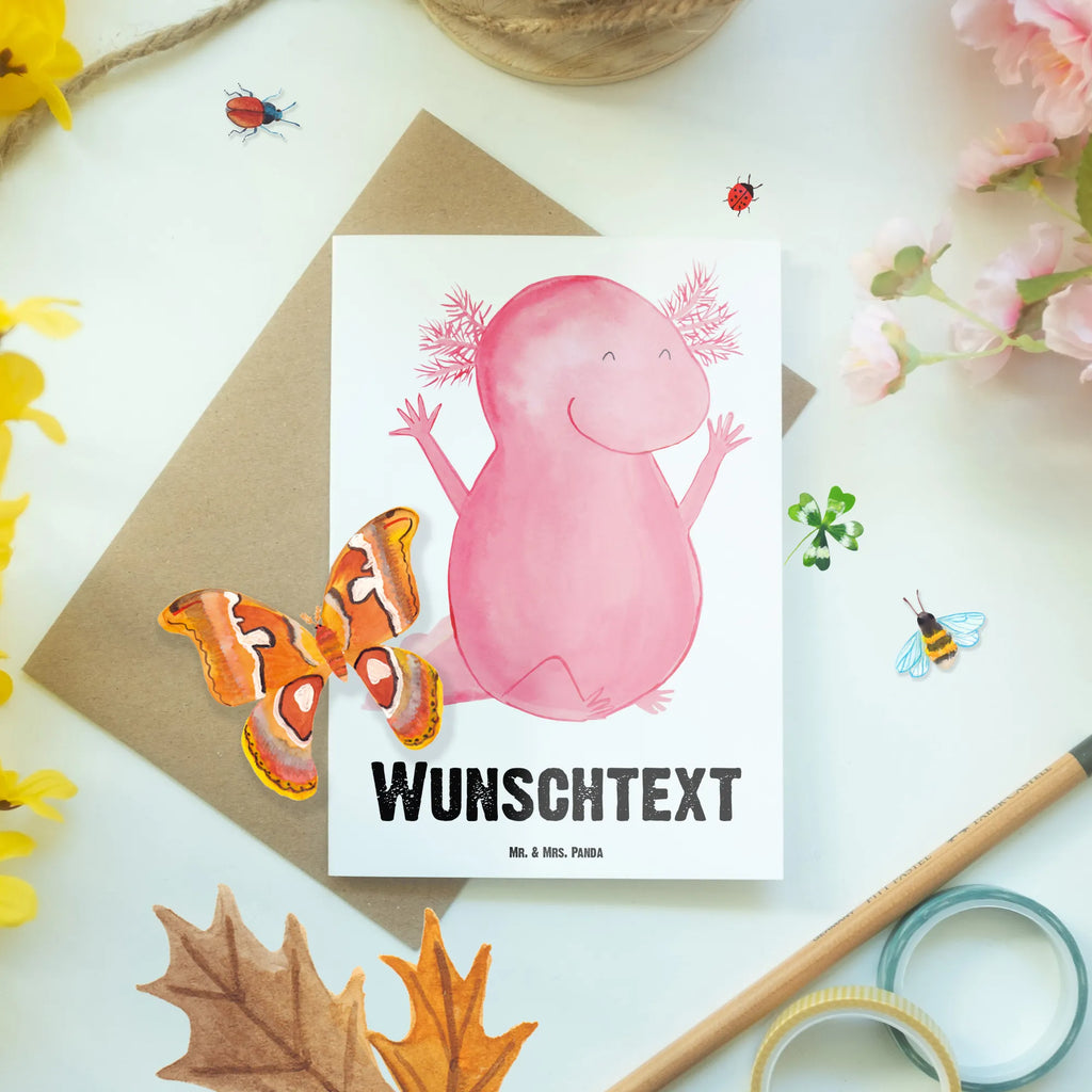 Personalised greetings card axolotl Hooray Axolotl, Axelotl, marine animals, Mexican walking fish, salamander, tail, axolotl, motivation, fun, cheerful, amphibian, axolot, joy, satisfaction