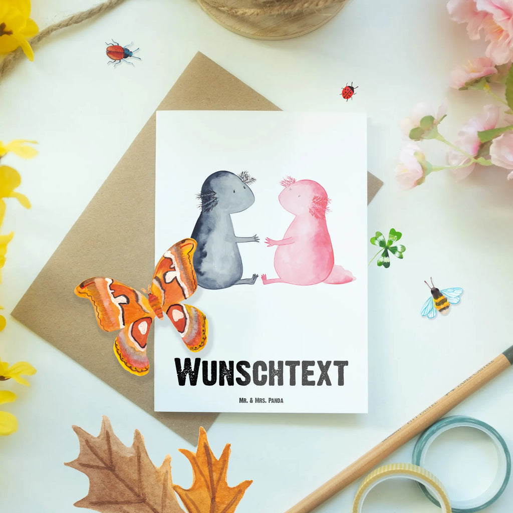 Personalisierte Grußkarte Axolotl Liebe Grußkarten personalisiert, Personalisiertere Klappkarte, Grußkarte als Geldgeschenk, Grußkarte mit persönlichen Nachrichten, Personalisierte Geburtstagskarte, Grußkarte selbst gestalten, Grußkarte selber drucken, Personalisierte Einladungskarte, Personalisierte Glückwunschkarte, Grußkarte mit Namen, Personalisierte Hochzeitskarte, Personalisierte Grußkarte, Personalisierte Karte, Axolotl, Molch, Jahrestag, Axolot, Ehemann, Verlobter, Liebe, Freund, Liebesbeweis, Schwanzlurch, Lurch, große Liebe, Lurche, Valentinstag