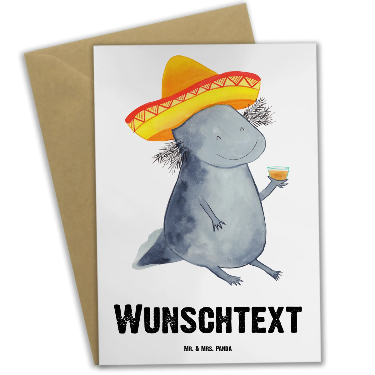Personalised greetings card axolotl tequila Axolotl, Axelotl, marine animals, Mexican walking fish, salamander, Fire Salamander, Amphibian, Mexico, Sombrero, Fire Dragon, Axolot, Tequila, Saying, Tail Lurch, Lemon, Motivation