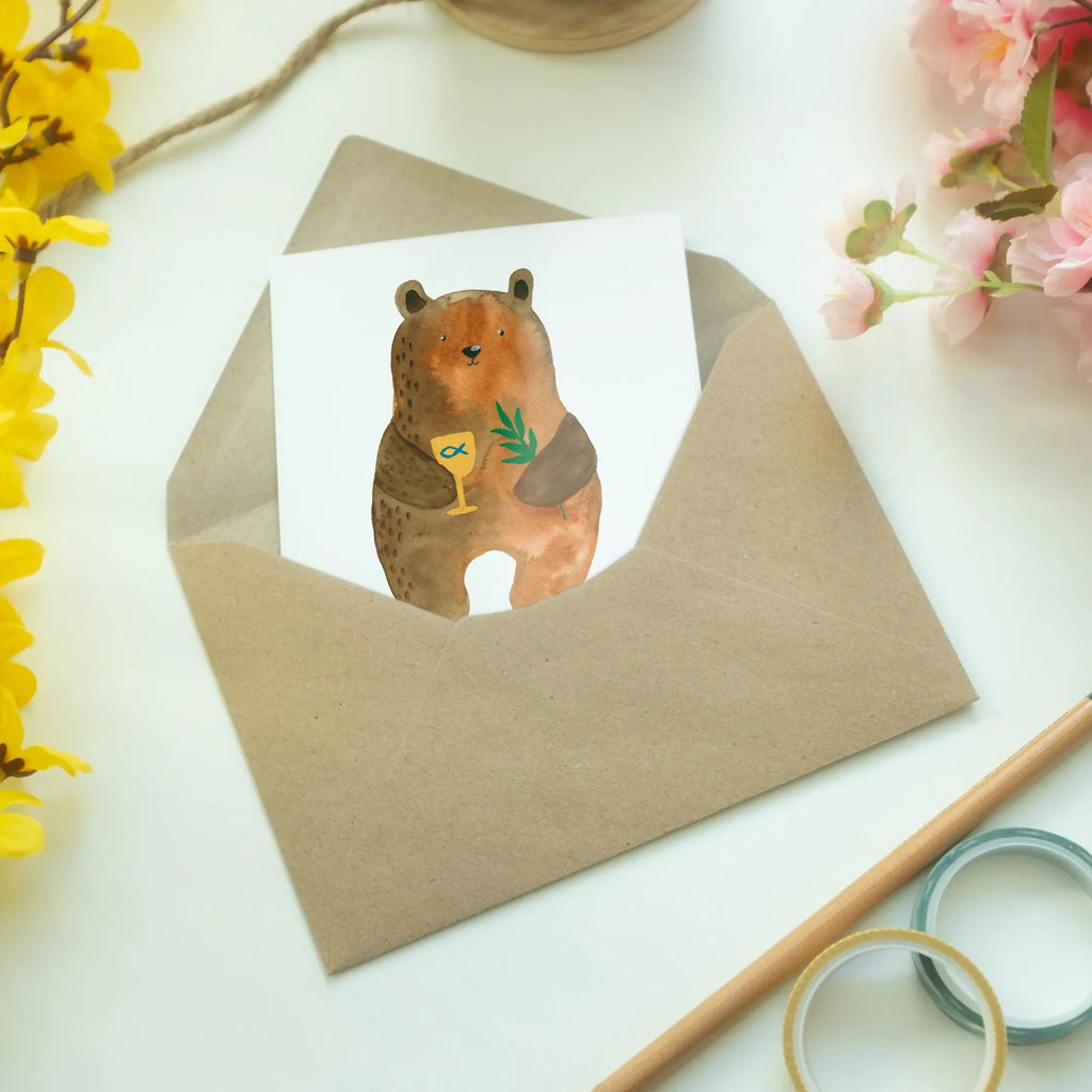 Personalised greetings card bear confirmation bear, teddy, teddy bear, cuddly toy, church, evangelic, confirmation, service
