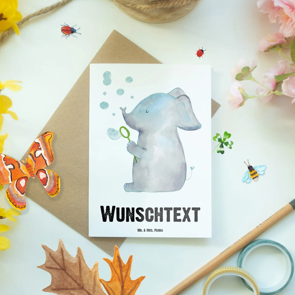 Personalised greetings card elephant soap bubbles small animals, cute, funny, cute animal motives, hand drawn, small world, funny sayings, good mood, happy, gifts, gift ideas, special gifts, animal lover, card, home, Elephant, soap bubbles, love saying, pachyderm, proboscidean, love, feeling. Home, elephants, proof of love