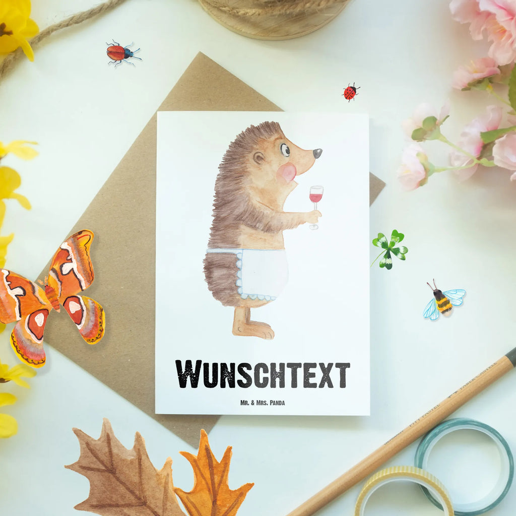 Personalised greetings card Hedgehog wine small animals, cute, funny, cute animal motives, hand drawn, small world, funny sayings, good mood, happy, gifts, gift ideas, special gifts, animal lover, card, wine decoration, gift wine lover, gift wine drinker, white wine, drinking wine, wine glass, red wine, hedgehog, wine saying