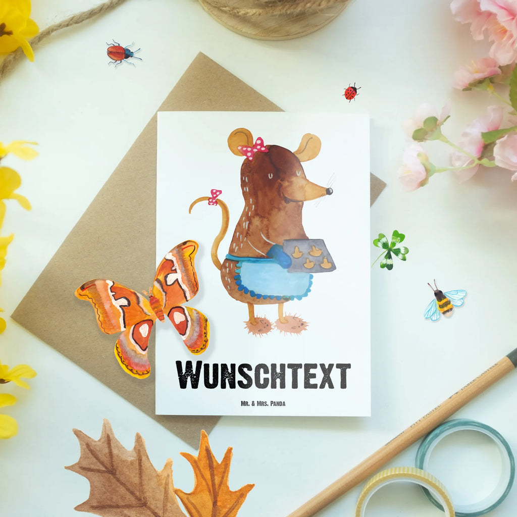 Spersonalizowana kartka z życzeniami Mysz ciastka Zima, Boże Narodzenie, dekoracje świąteczne, Mikołaj, Adwent, Wigilia, zimowy motyw