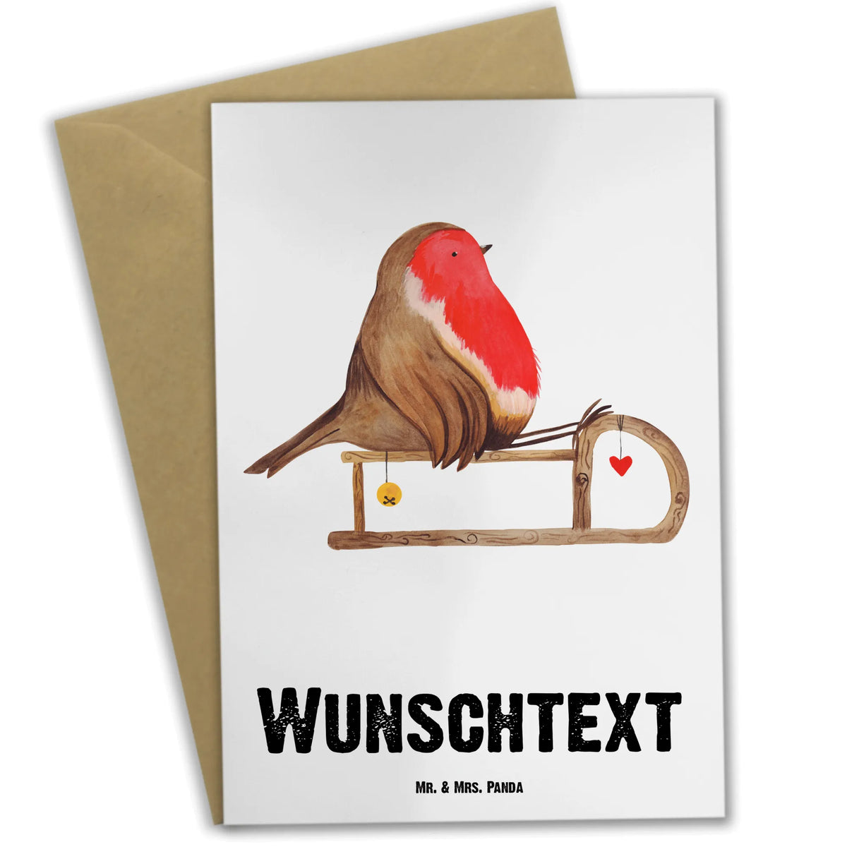 Personalisierte Grußkarte Rotkehlchen Schlitten Personalisierte Grußkarte, Personalisierte Klappkarte, Grußkarte personalisierbar, individuelle grußkarte, grußkarte personalisiert, Personalisierte Karte, Grußkarten Personalisiert, Weihnachten, Winter, Weihnachtsdeko, Nikolaus, Advent, Heiligabend, Wintermotiv, Vogel, Schlitten