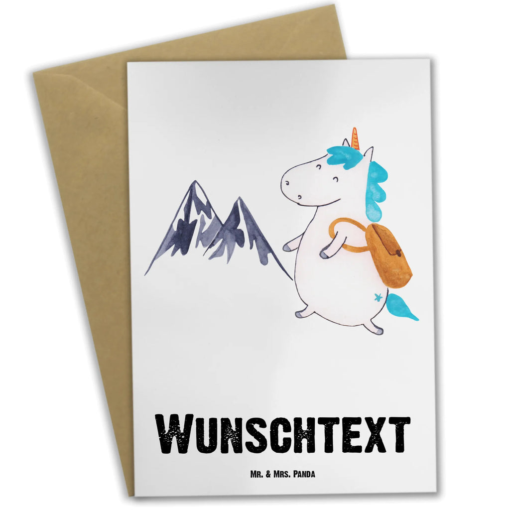 Personalised greetings card unicorn climber unicorn, unicorns, vacation, adventure, explorer, Einhorn, travel, world traveler, english, mountaineer, adventurer, mountains, world trip