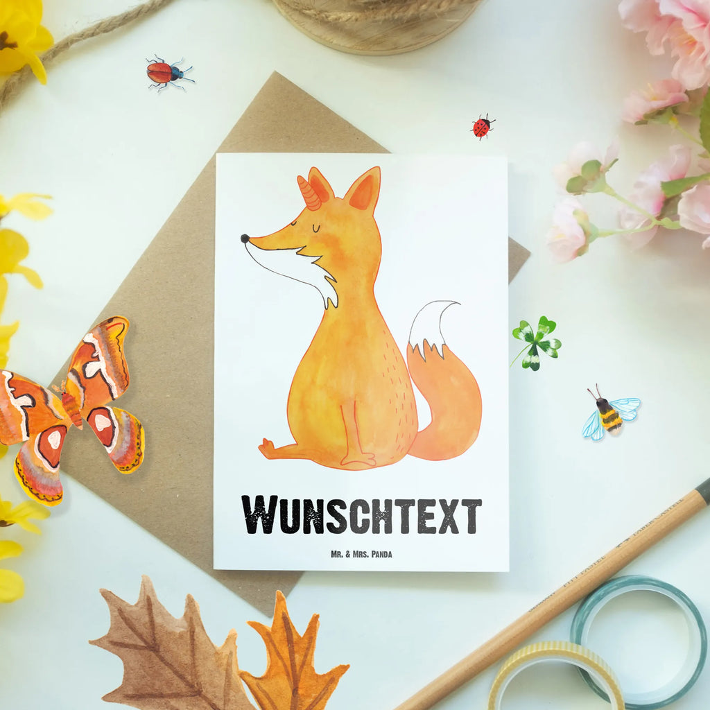 Personalised greetings card unicorn Fox unicorn, unicorns, foxes, fox, foxycorn, fox horns