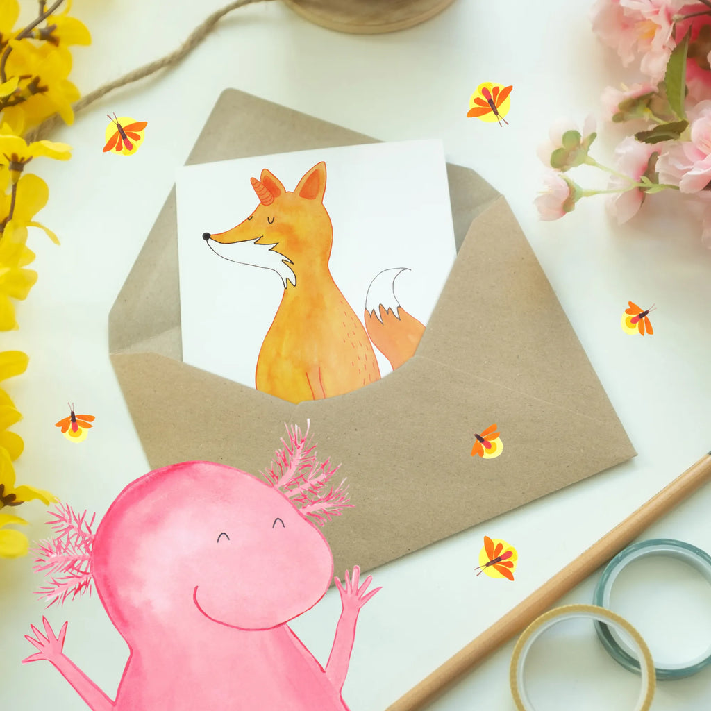 Personalised greetings card unicorn Fox unicorn, unicorns, foxes, fox, foxycorn, fox horns