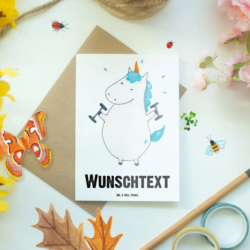 Personalised greetings card unicorn fitness unicorn, unicorns, Sports, Unicorn, Diet, Unicorns, Dieting, model, Gym, Sixpack, Fitnessstudio, English, Fitness