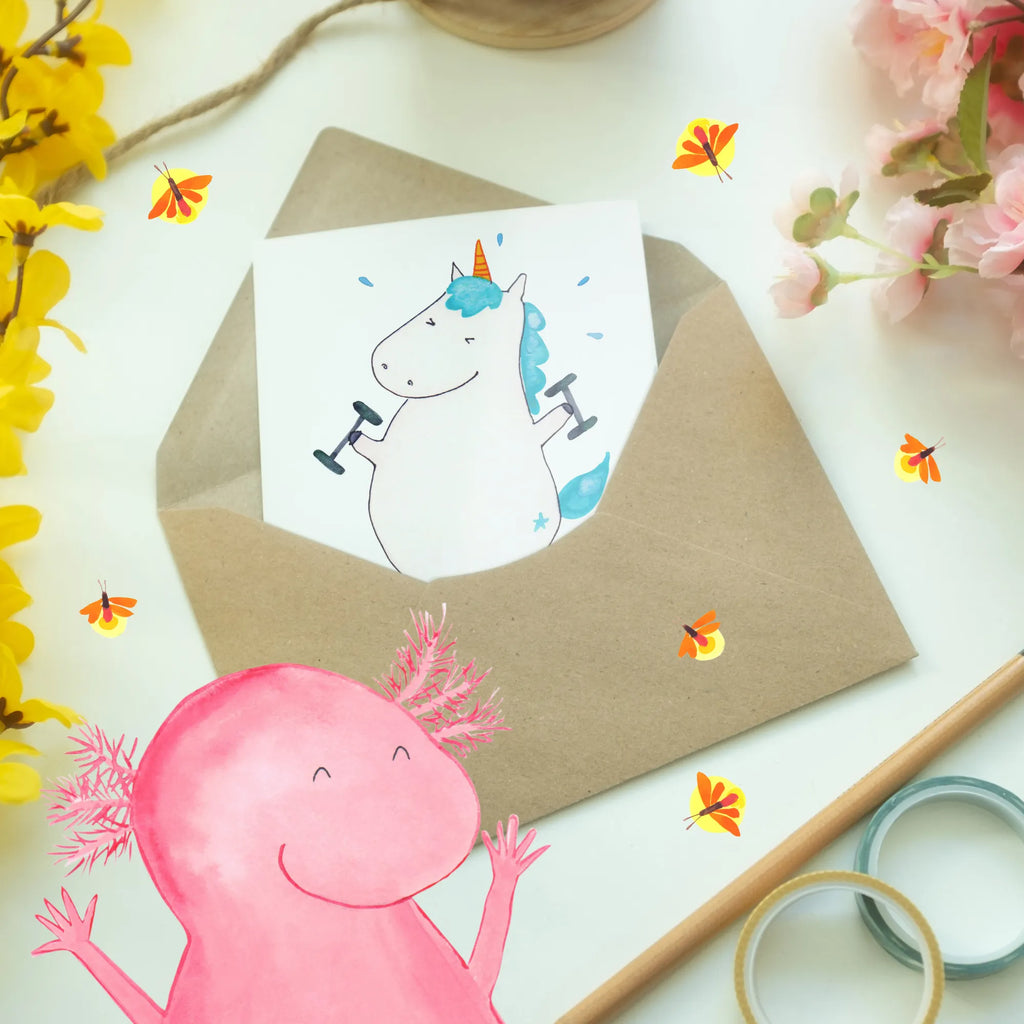 Personalised greetings card unicorn fitness unicorn, unicorns, Sports, Unicorn, Diet, Unicorns, Dieting, model, Gym, Sixpack, Fitnessstudio, English, Fitness