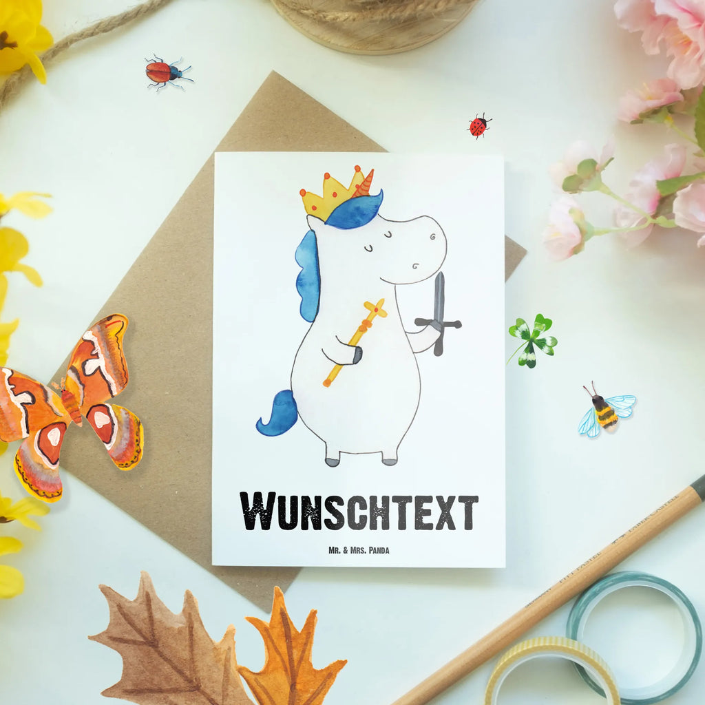 Personalised greetings card unicorn king with sword unicorn, unicorns, Emperor, Crown, King, Ruler, Prosecco, Unicorn, Chancellor, present boy, Princess, gift boyfriend, President, sword