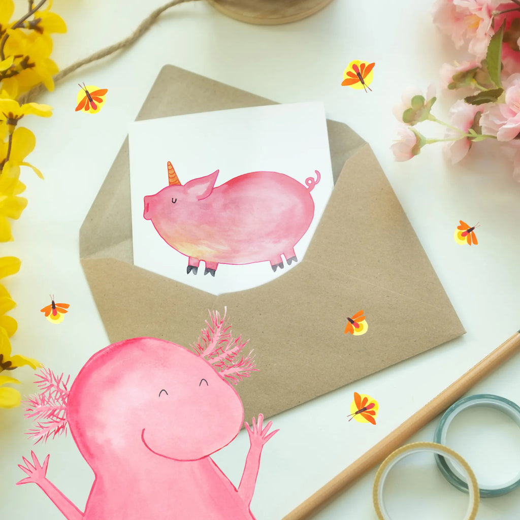 Spersonalizowana kartka z życzeniami jednorożec świnia Jednorożec, jednorożce, dekoracje jednorożca, jednorożec