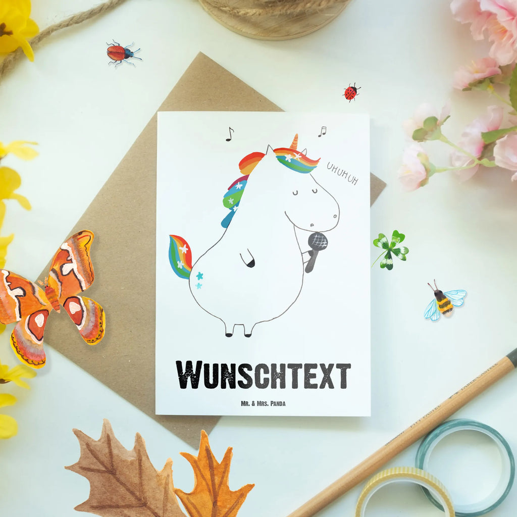 Personalised greetings card unicorn Singer unicorn, unicorns, confetti, party, disco, celebration, Birthday, Unicorn, unicorn saying, glitter, Singer present, Singer gift, birthday