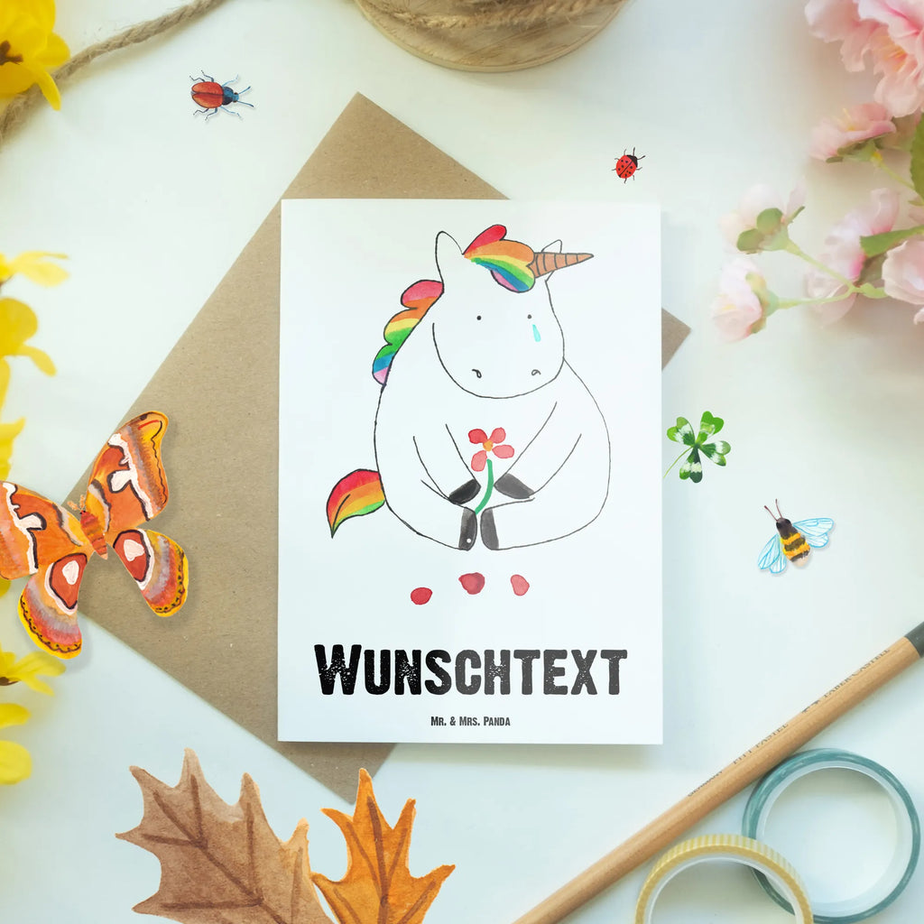 Personalised greetings card unicorn Sad unicorn, unicorns, friends, glitter, Unicorn, love, flower, greeting card, grief, Friendship, consoling