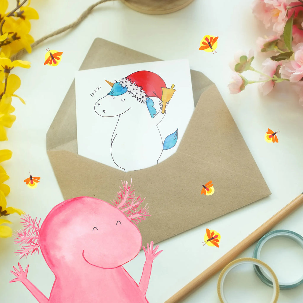 Personalised greetings card unicorn Santa Claus unicorn, unicorns, fairy dust, santa, santa claus, chocolate, christmas present, wish list, Gin, christmas, gift