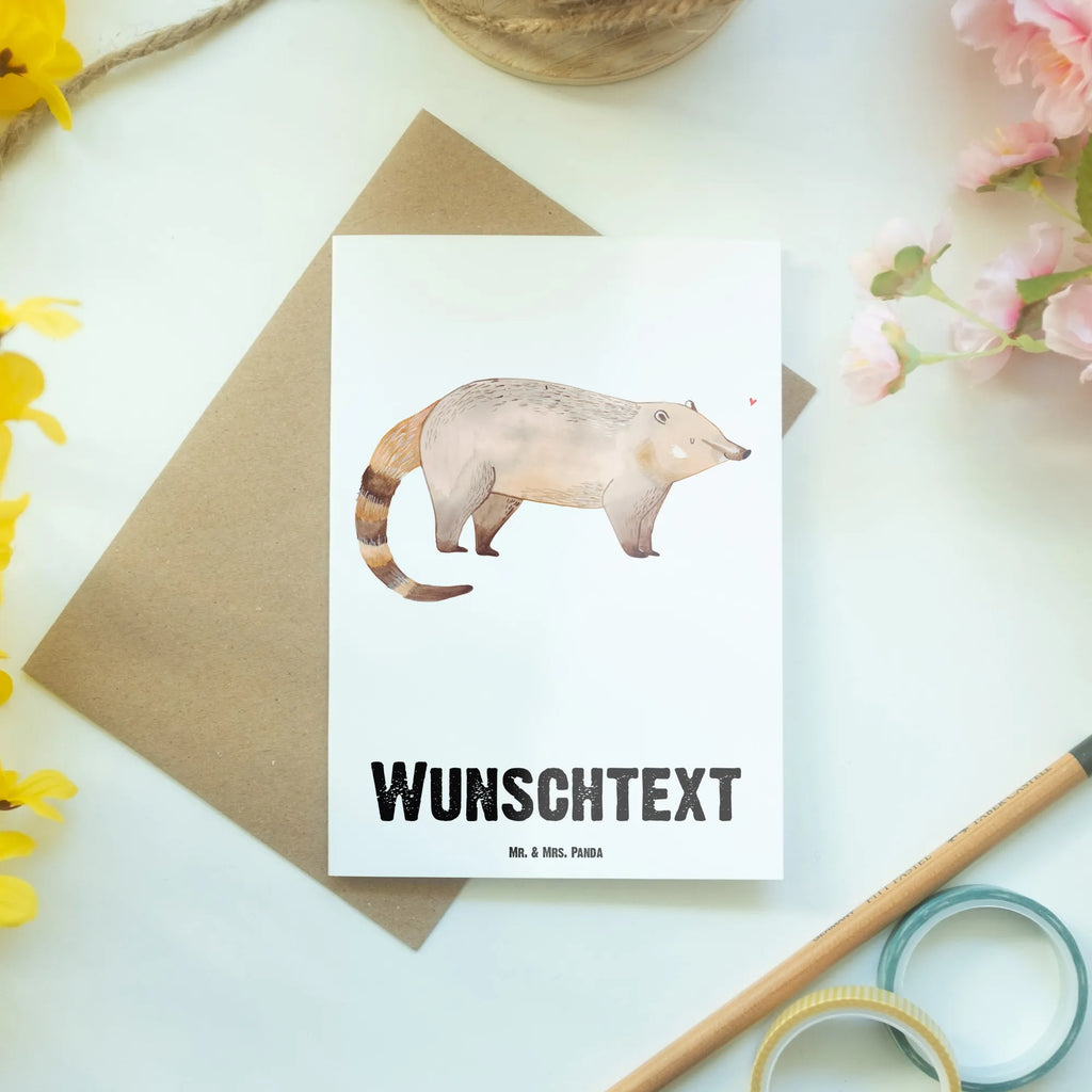Personalised greetings card Coati small animals, cute, funny, cute animal motives, hand drawn, small world, funny sayings, good mood, happy, gifts, gift ideas, special gifts, animal lover, card, bear, Nose bear, nose bear, trunk bear
