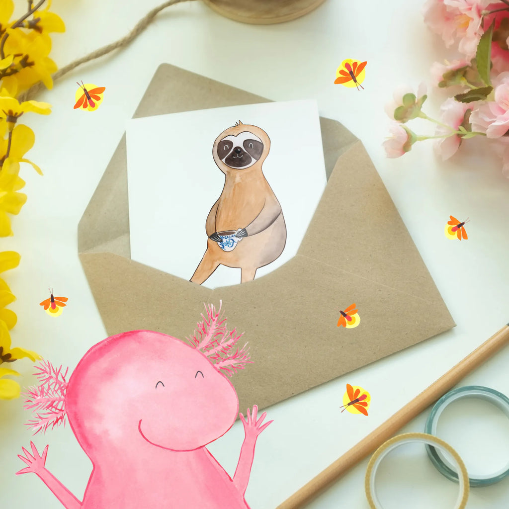 Spersonalizowana kartka z życzeniami Leniwiec kawa Leniwiec, prezent z leniwcem, dekoracja z leniwcem