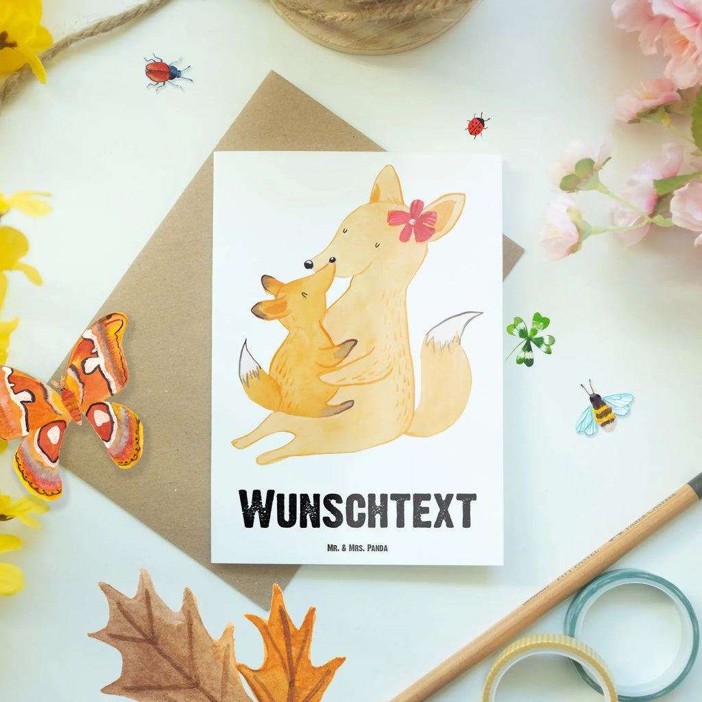 Spersonalizowana kartka z życzeniami Lis Mama Rodzina, Dzień Ojca, Dzień Matki, brat, siostra, mama, tata, babcia, dziadek