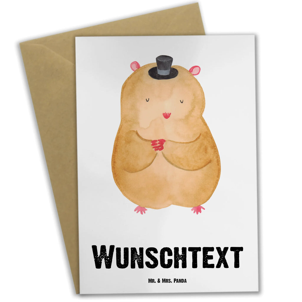 Personalised greetings card hamster cap small animals, cute, funny, cute animal motives, hand drawn, small world, funny sayings, good mood, happy, gifts, gift ideas, special gifts, animal lover, card, hat, Houdini, wizard, Hamster, top hat, magician, dwarf hamster