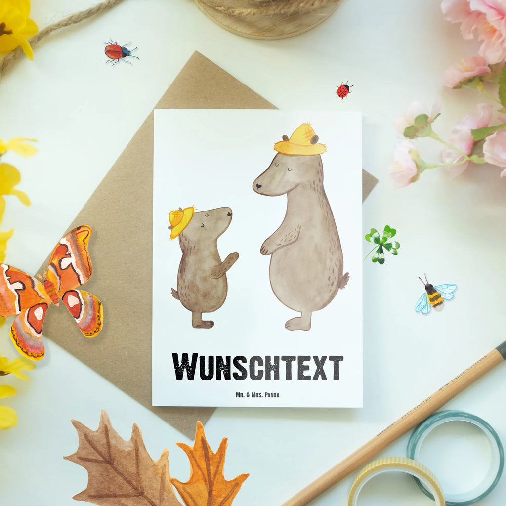 Spersonalizowana kartka z życzeniami Niedźwiedzie z kapeluszami Rodzina, Dzień Ojca, Dzień Matki, brat, siostra, mama, tata, babcia, dziadek