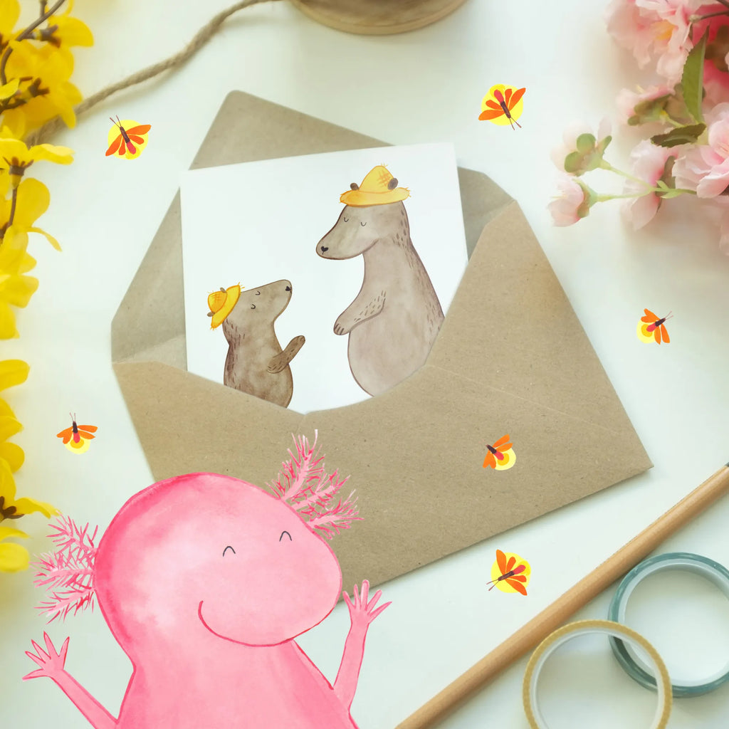 Spersonalizowana kartka z życzeniami Niedźwiedzie z kapeluszami Rodzina, Dzień Ojca, Dzień Matki, brat, siostra, mama, tata, babcia, dziadek