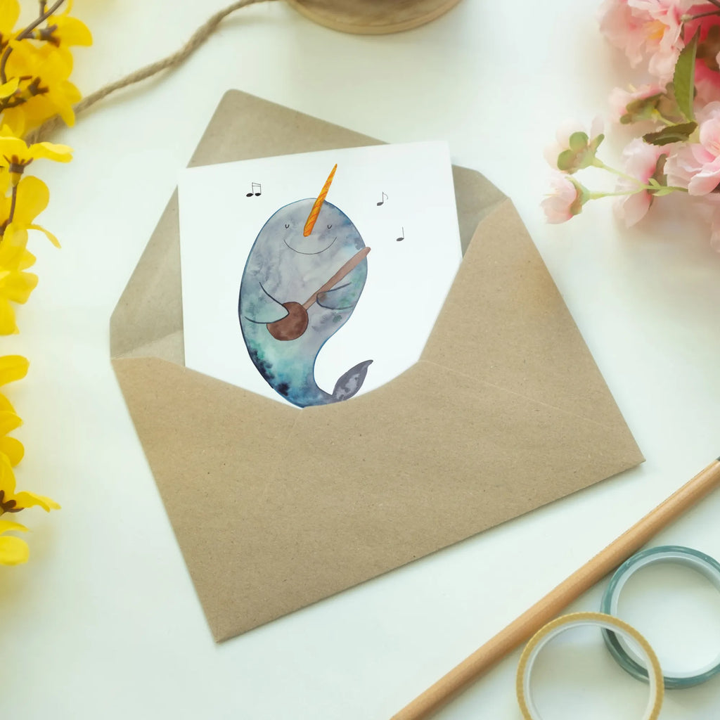 Spersonalizowana kartka z życzeniami narwal Gitara Zwierzeta morskie, Morze, Wakacje