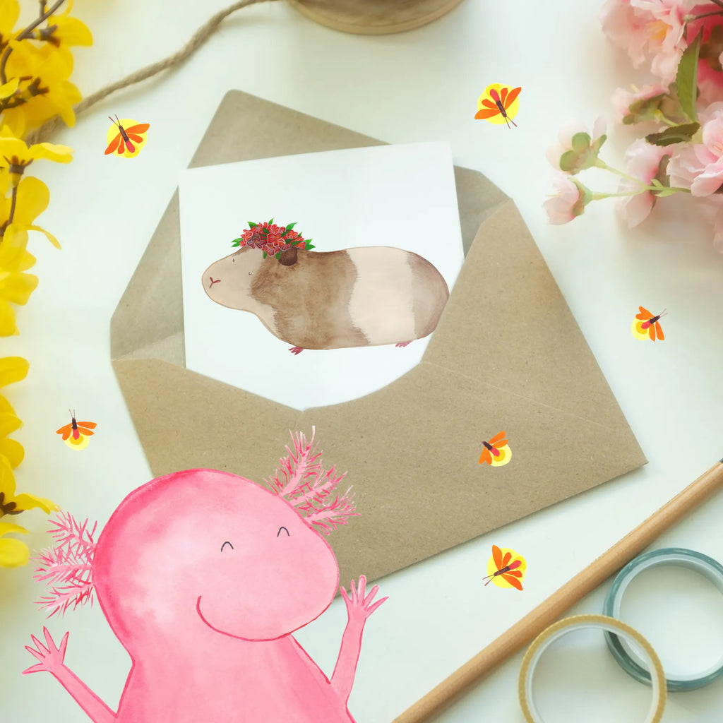 Personalised greetings card Guinea pig wisdom small animals, cute, funny, cute animal motives, hand drawn, small world, funny sayings, good mood, happy, gifts, gift ideas, special gifts, animal lover, card, wonderland, wonder, guinea pig, reality, saying, wisdom, meerie, motivation, Meeries, flower child