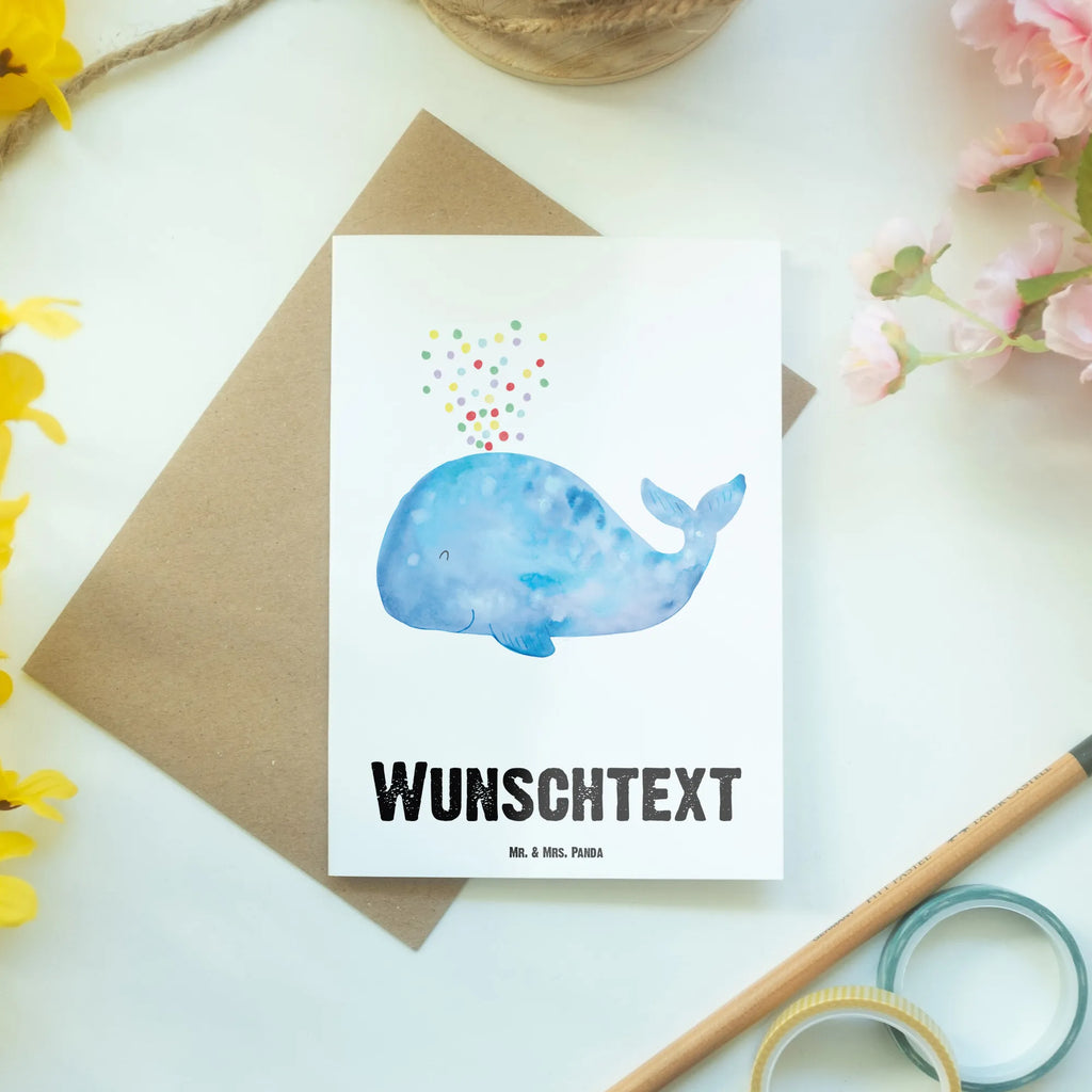 Spersonalizowana kartka z życzeniami wieloryb konfetti Zwierzeta morskie, Morze, Wakacje