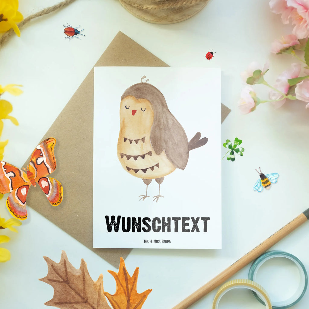 Personalised greetings card Owl Satisfied owl, forest animal, bird, nocturnal, gift ideas, birthday present, illustrated, funny, romantic gift, owl decor, Pun funny, Owl deco, Saying beautiful, Romantic, Wedding anniversary gift, Owl saying, Owl, Love saying