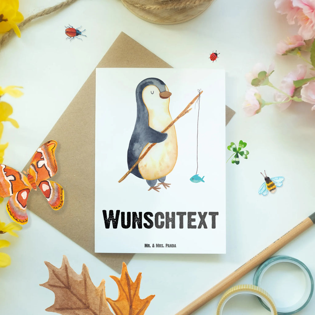 Personalised greetings card Penguin angler Penguin, North Pole, Winter, Penguins, vacation, plan, gift idea, new start, motivation, hobby, planner, daily schedule, weekend, fishing, gift, friends, angler, penguins, daydreams, penguin