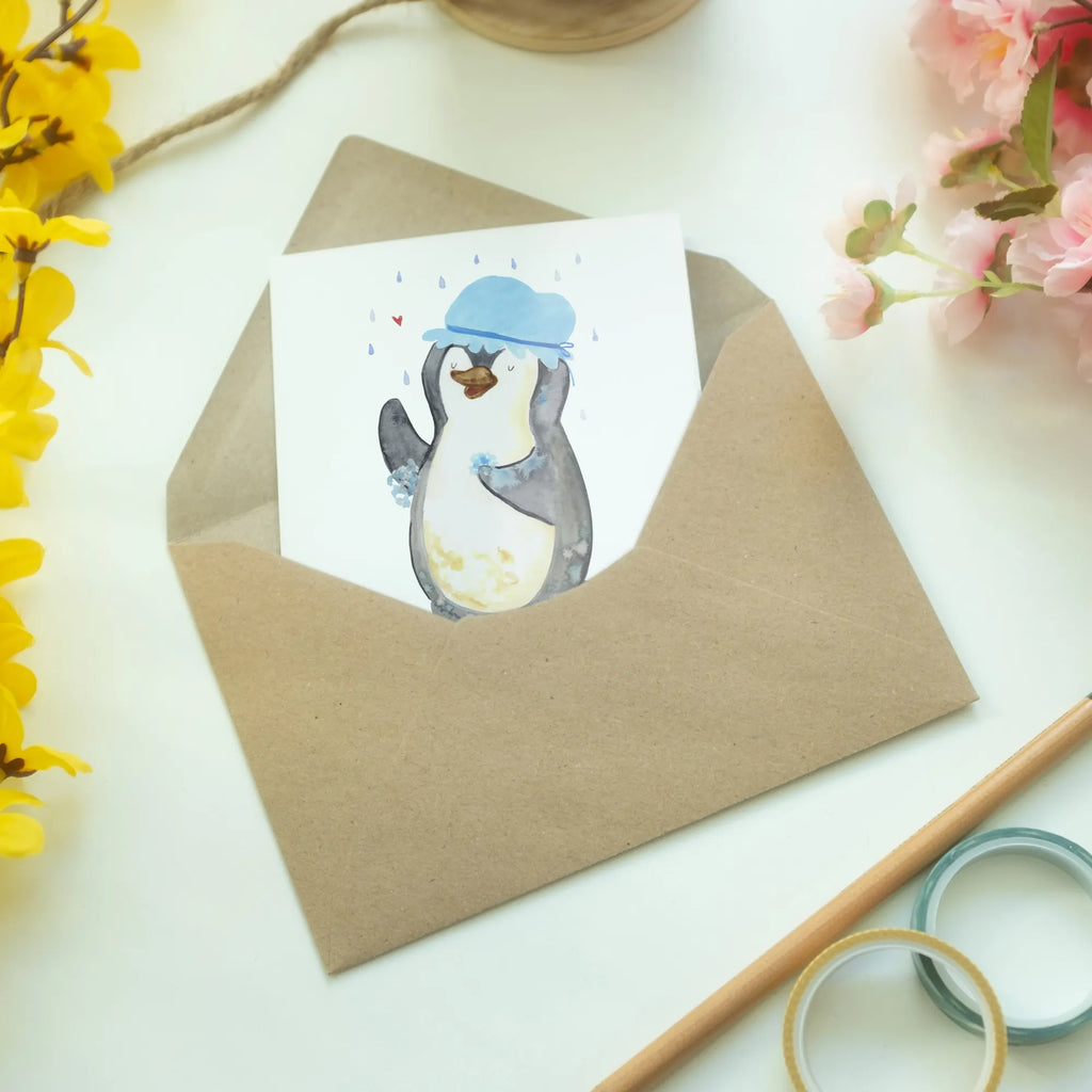 Personalised greetings card Penguin have a shower Penguin, North Pole, Winter, Penguins, shower, penguins, being happy, motivation, new start, new beginning, life motto