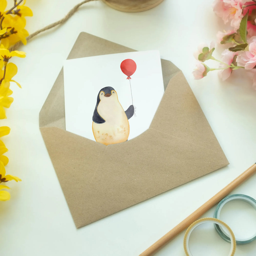 Personalised greetings card Penguin balloon Penguin, North Pole, Winter, Penguins, new life, balloon, new start, happiness, best friend, motivation, gift idea, love of life, love, gift girlfriend, daydreams, penguins