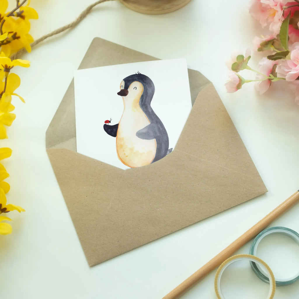 Personalised greetings card Penguin ladybug Penguin, North Pole, Winter, Penguins, happiness, ladybird, penguins, joy of life, wonder, love, joy