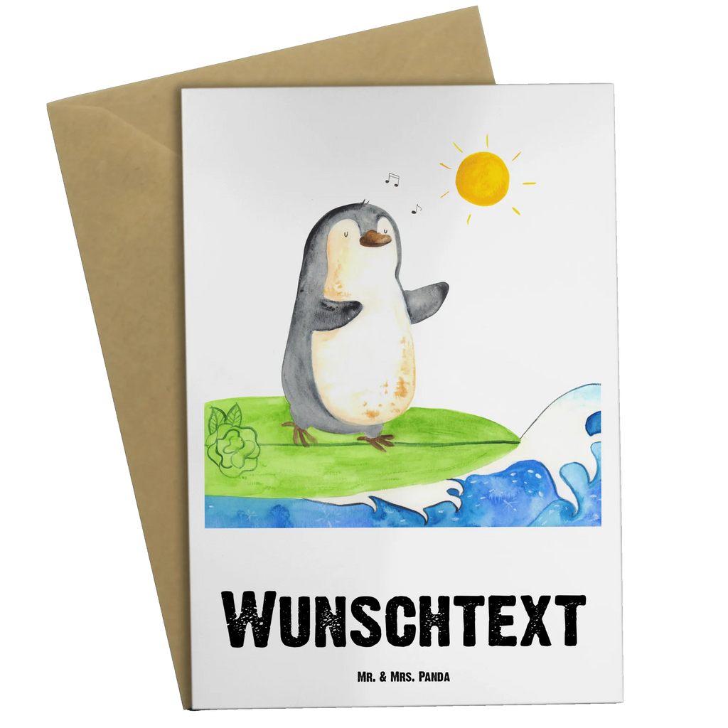 Personalised greetings card Penguin surfer Penguin, North Pole, Winter, Penguins, holidays, wave riding, waves, penguins, Hawaii, surfing, Portugal, surfers