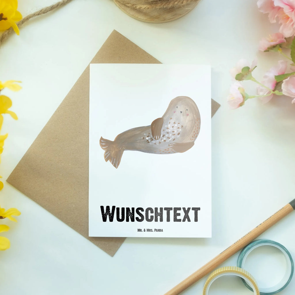 Personalised greetings card seal Laugh small animals, cute, funny, cute animal motives, hand drawn, small world, funny sayings, good mood, happy, gifts, gift ideas, special gifts, animal lover, card, North Sea, Baltic Sea, Seal, Sea animal, Beach, Seals