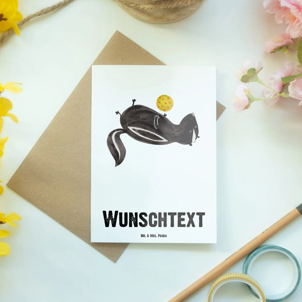 Personalised greetings card skunk ball Skunk, wisdom, playful, skunk, stinker, wild animal, stinky, predator