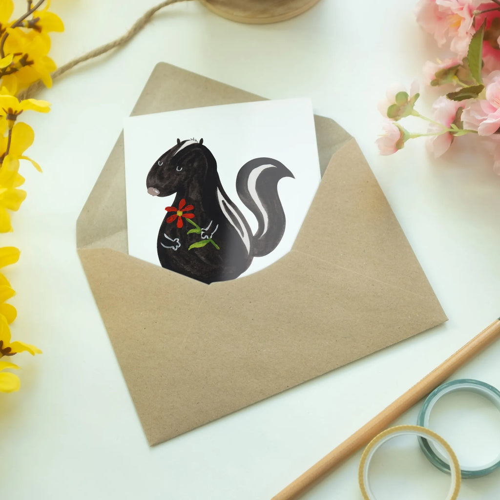 Personalised greetings card skunk flower Skunk, stinker, daydreamer, predator, dreamy, skunk, wild animal, stink, dreams