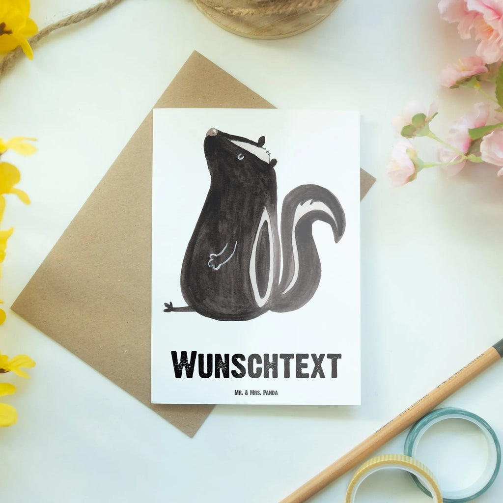 Spersonalizowana kartka z życzeniami skunks siedzenie Stinktier, Skunk