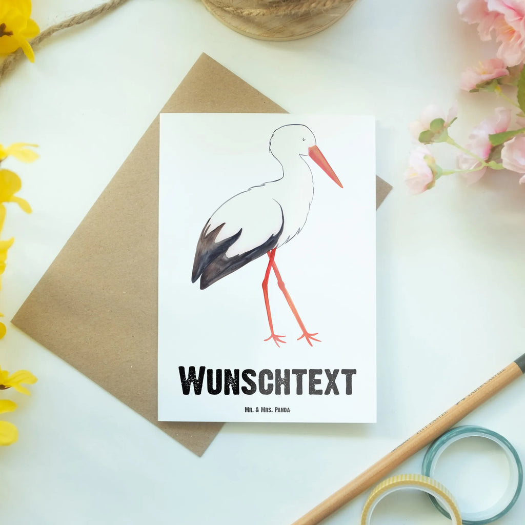 Personalised greetings card Stork small animals, cute, funny, cute animal motives, hand drawn, small world, funny sayings, good mood, happy, gifts, gift ideas, special gifts, animal lover, card, mother, stork, mothers, birth, baby bump, becoming a mother, baby, pregnancy, pregnant