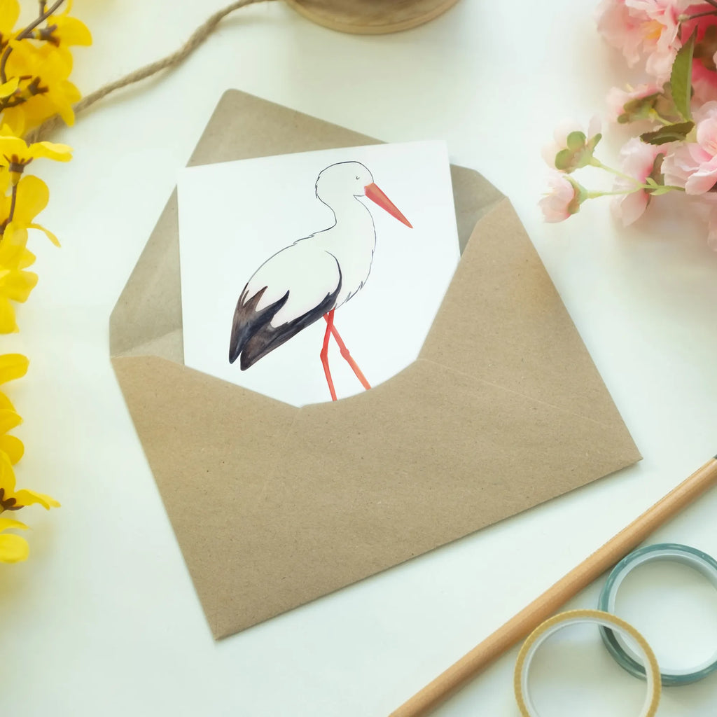 Personalised greetings card Stork small animals, cute, funny, cute animal motives, hand drawn, small world, funny sayings, good mood, happy, gifts, gift ideas, special gifts, animal lover, card, mother, stork, mothers, birth, baby bump, becoming a mother, baby, pregnancy, pregnant