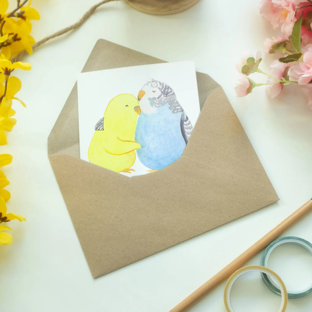 Personalised greetings card Parakeets in love Love, Loving, Two, Together, Marriage, Engagement, Proposal of marriage, Love gift, gift for her, gift for him, anniversary gift, cuddling, love, closeness, birds, trust, budgie