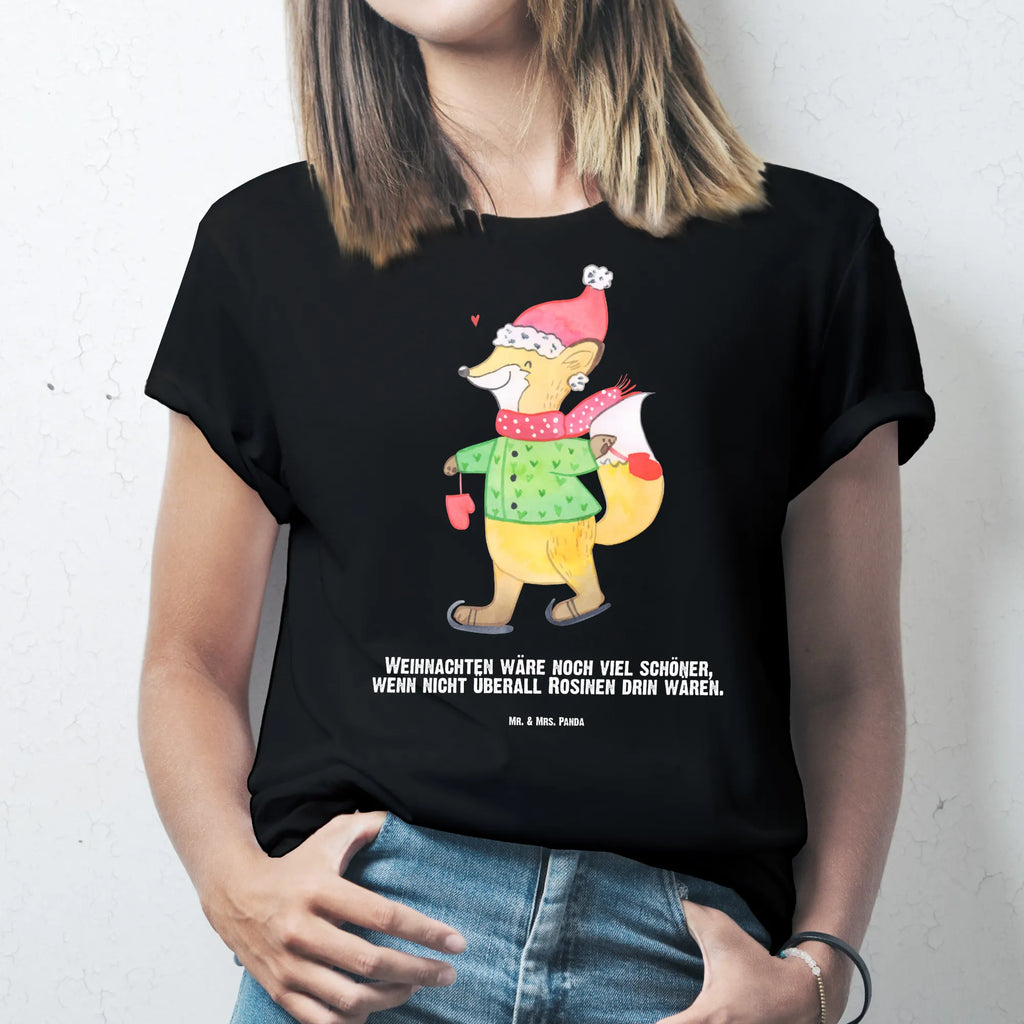 Personalisiertes T-Shirt Fuchs  Schlittschuhe Bedrucken, T-Shirt mit Aufruck, T-Shirt Personalisiert, Wunschtext, T-Shirt mit Namen, Nikolaus, Weihnachtsdeko, Winter, Heiligabend, Advent, Wintermotiv, Weihnachten, Weihnachtsmann, Weihnachtsbaum, Weihnachtszeit, Weihnachtstage, Tannenbaum
