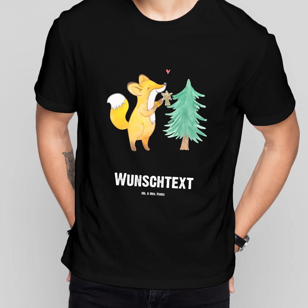 Personalisiertes T-Shirt Fuchs  Weihnachtsbaum Wunschtext, T-Shirt Personalisiert, Bedrucken, T-Shirt mit Aufruck, T-Shirt mit Namen, Winter, Weihnachtsdeko, Weihnachten, Nikolaus, Advent, Heiligabend, Wintermotiv, Weihnachtsmann, Weihnachtstage, Schlittschuh, Weihnachtsdekoration, Weihnachtszeit, Fuchs