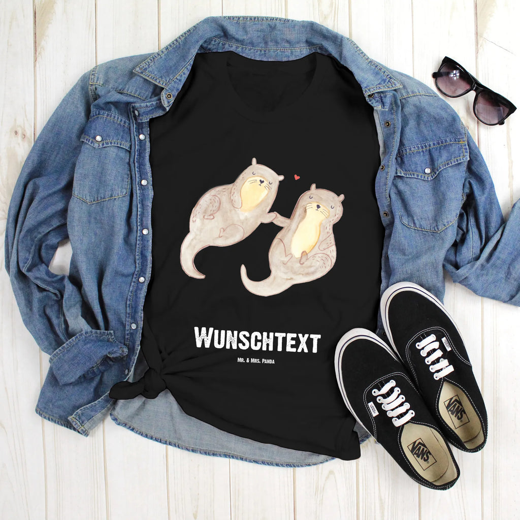 Rozmiar L Personalizowana koszulka wydra trzymać się za ręce T-Shirt mit Aufruck, Bedrucken, T-Shirt mit Namen, T-Shirt Personalisiert, Wunschtext, Fischotter, Seeotter, Otter, Otter Seeotter See Otter