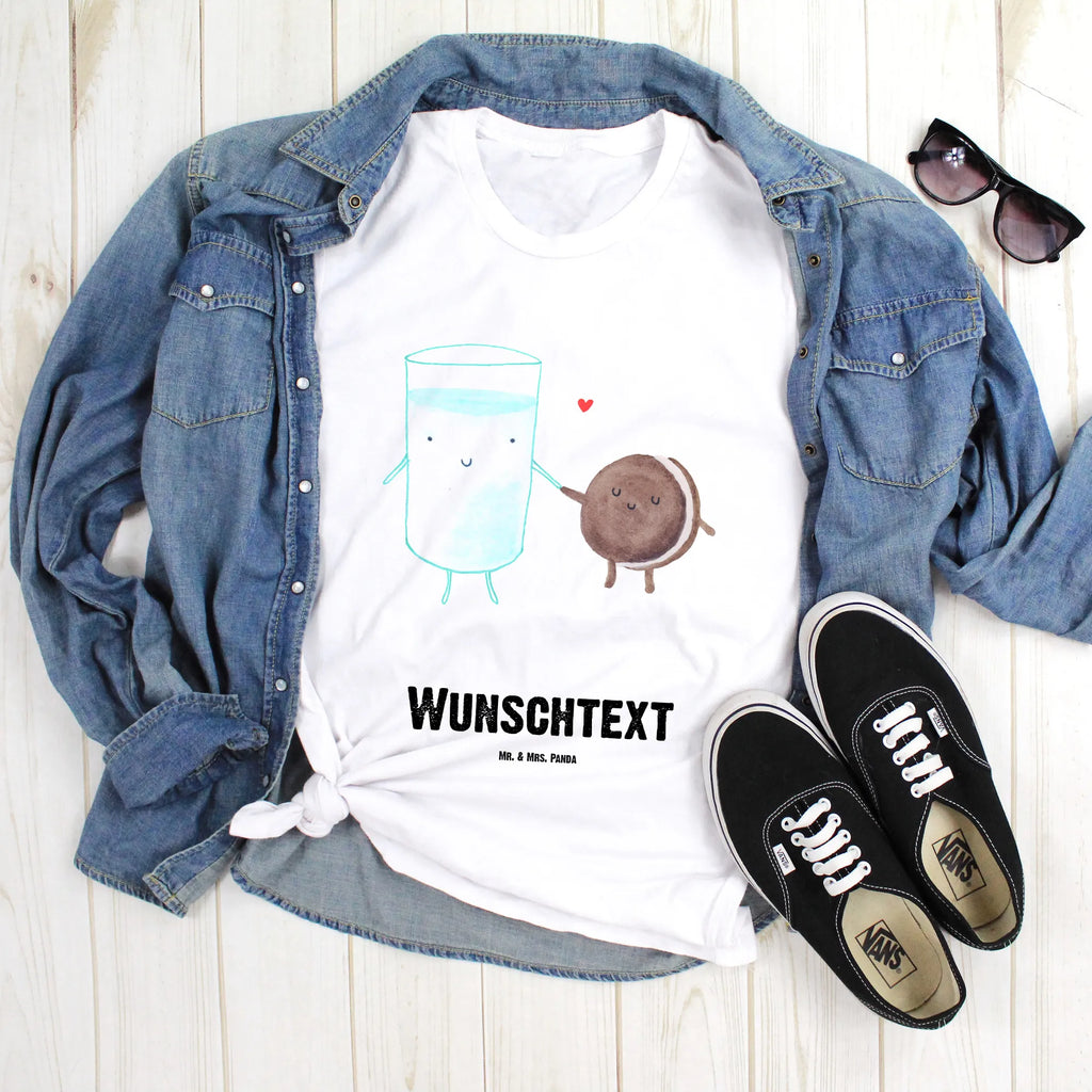 Personalisiertes T-Shirt Milch & Keks Wunschtext, Bedrucken, T-Shirt Personalisiert, T-Shirt mit Aufruck, T-Shirt mit Namen, Lustige Sprüche, Gute Laune, Tiere, Tiermotive, Kaffee, Cookie, Romantisch, Keks, Milk, Motiv Süß, Einladung Frühstück, Milch, Perfektes Paar, Kekse