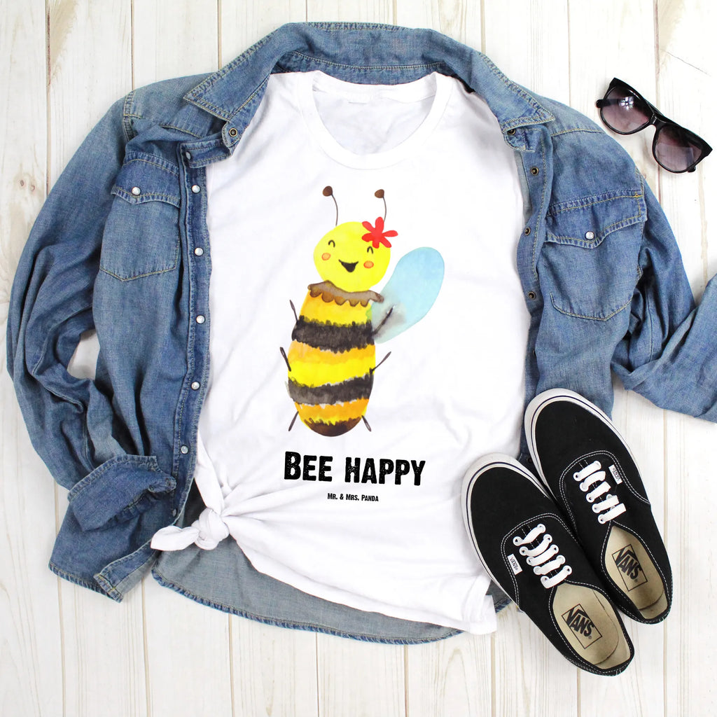 Personalised T-Shirt bee happy Frauen, T-Shirt mit Namen, Damen, T-Shirt Personalisiert, T-Shirt mit Aufruck, Männer, Herren, Hummel, Biene, Wespe