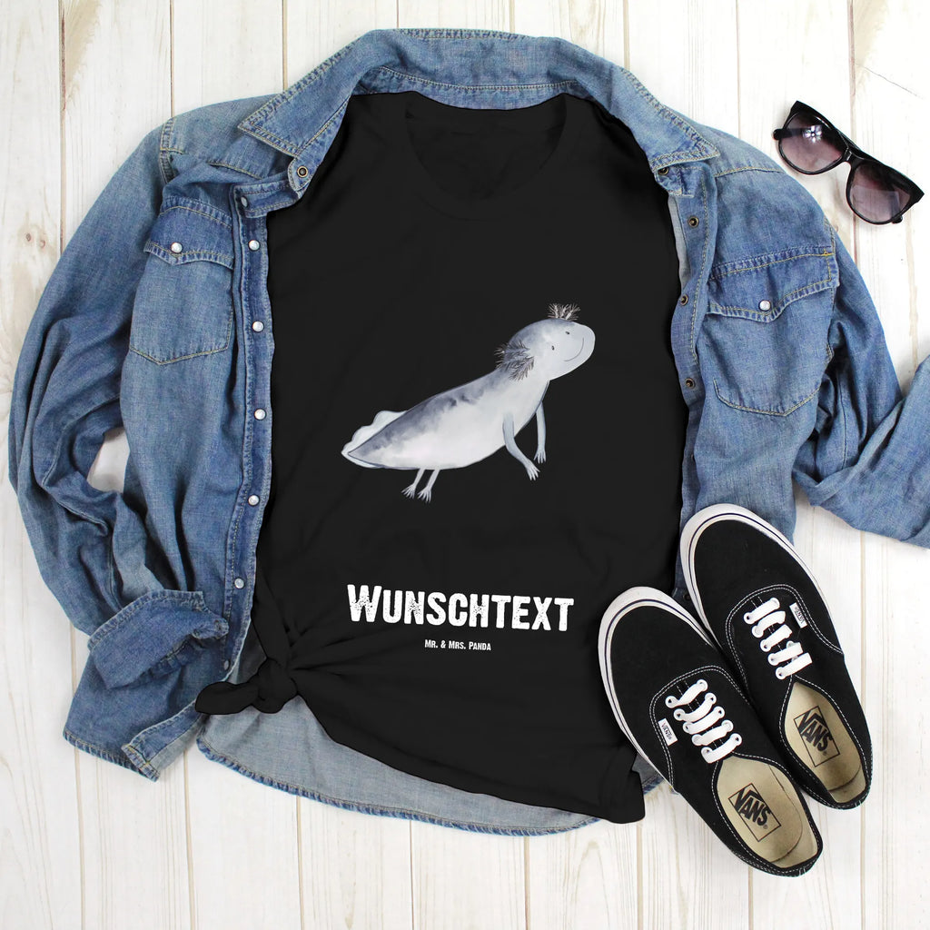 Personalisiertes T-Shirt Axolotl schwimmt Wunschtext, Bedrucken, T-Shirt Personalisiert, T-Shirt mit Namen, T-Shirt mit Aufruck, Molch, Axolotl, Lurch, Problem, Schwanzlurch, Motivation, Lurche, Axolot, Probleme, Lösungen